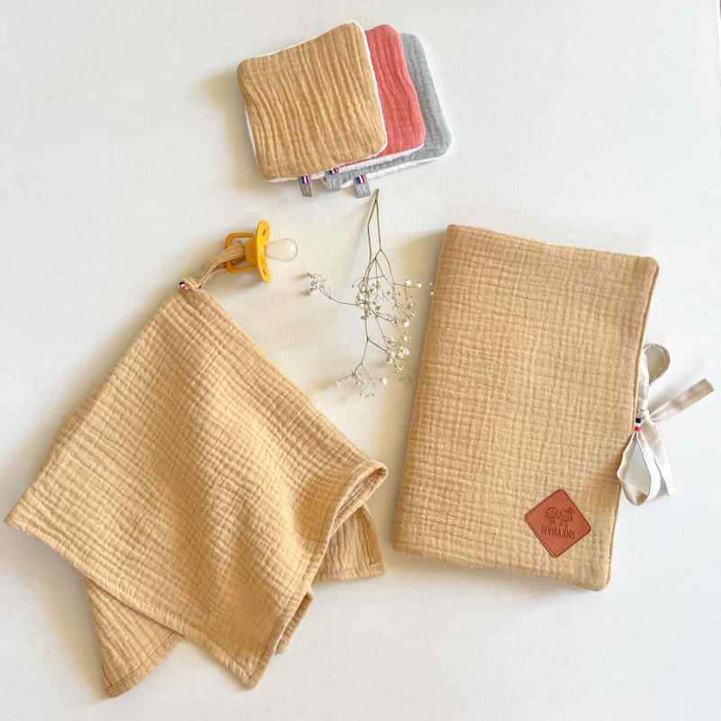 Protège carnet de santé en gaze de coton, Jeanne