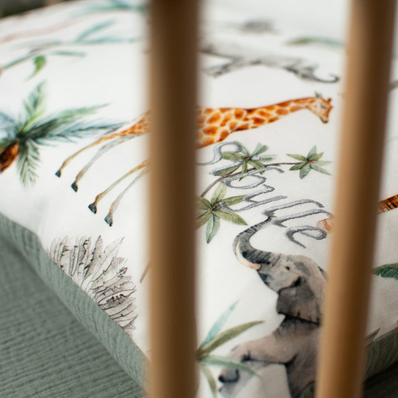 Taie d’oreiller en coton réversible, Safari