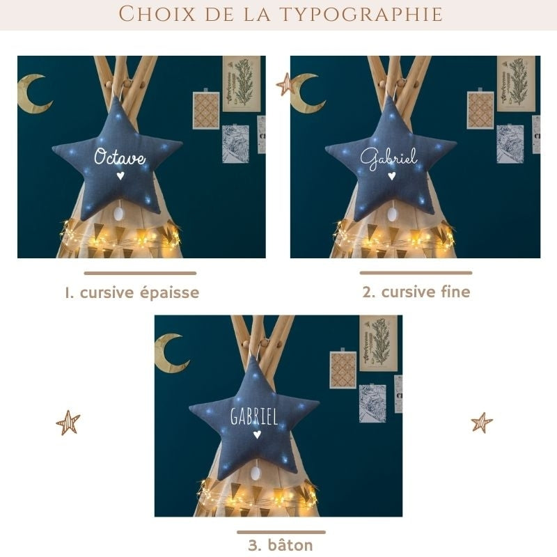 Veilleuse lumineuse Musicale - Étoile en Lin