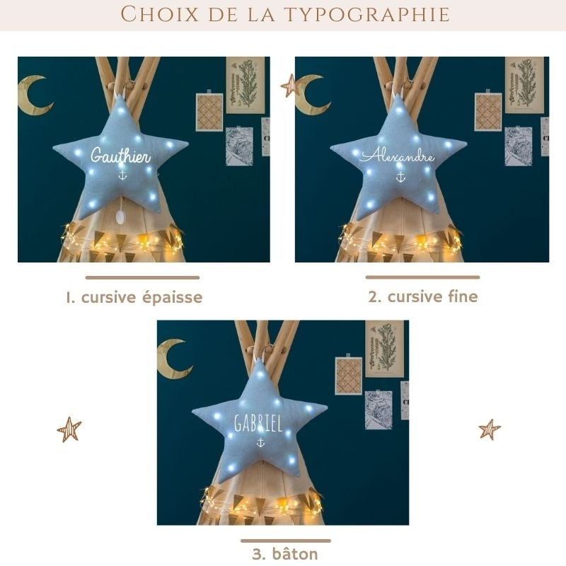 Veilleuse lumineuse Musicale - Étoile en Lin Pailleté