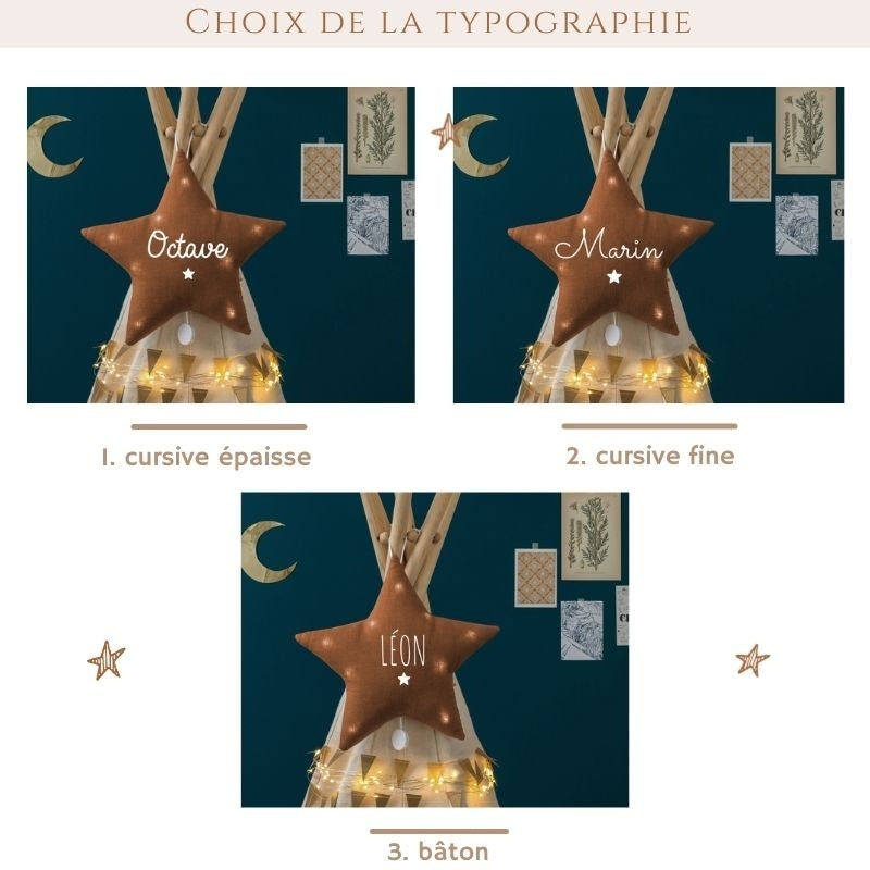 Veilleuse lumineuse Musicale - Étoile en Lin