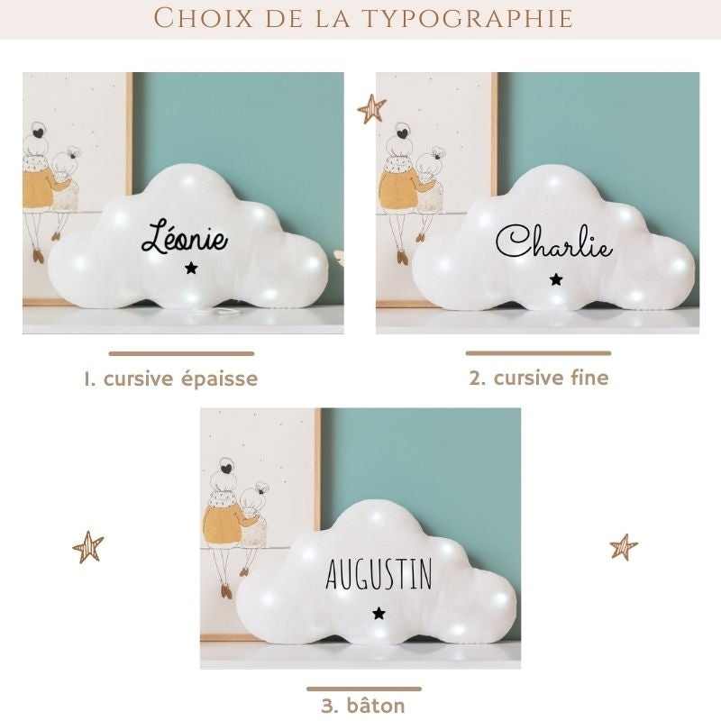 Veilleuse lumineuse Sans musique - Nuage en Lin paillettes